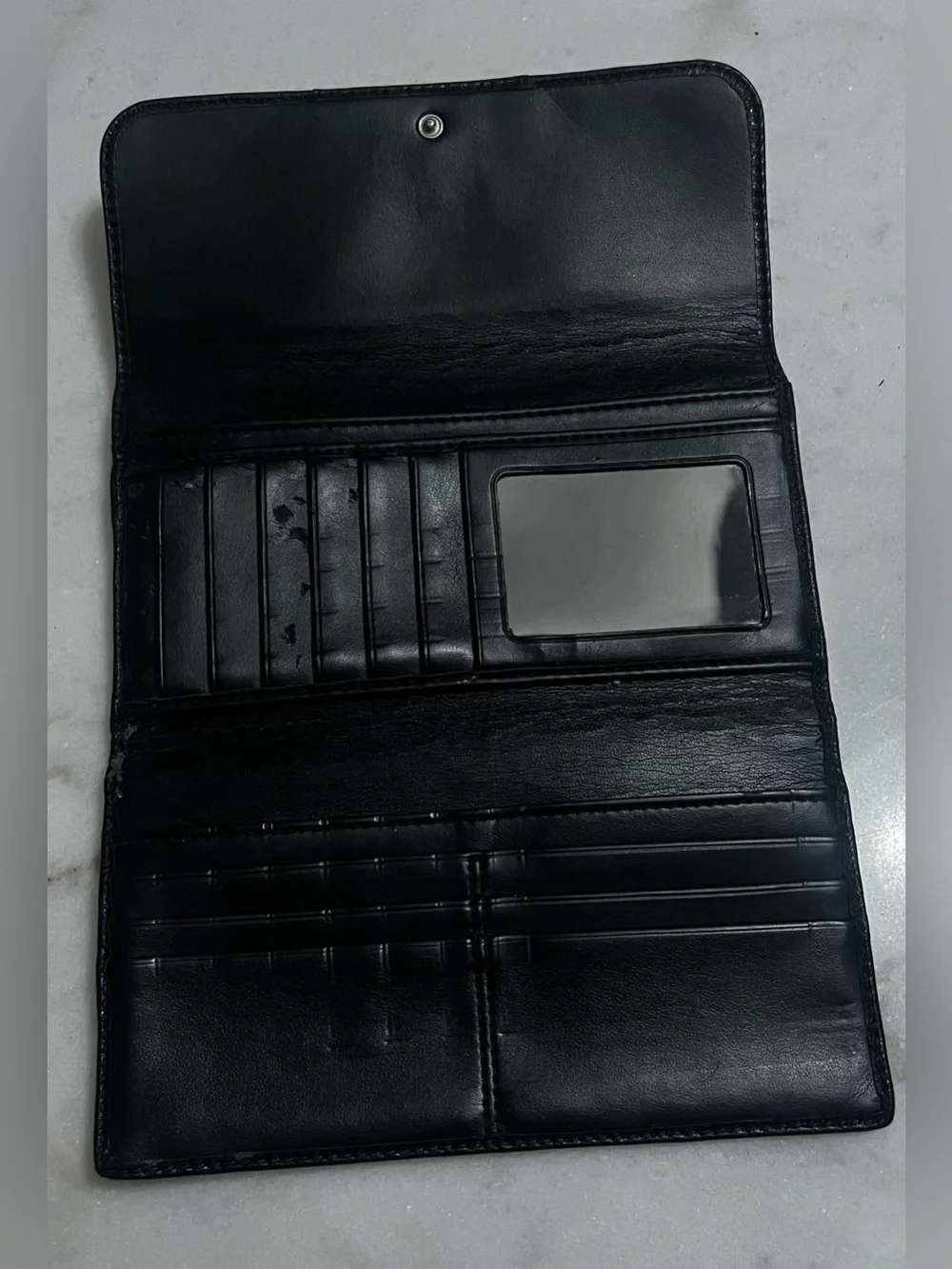Coach Ashley Leather Wallet Pleated Flap  Silver Logo Wear To Interior SEE PICS